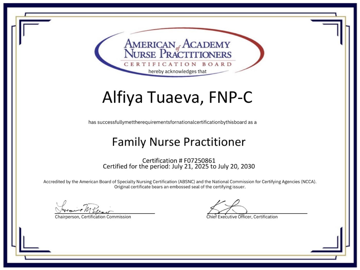 Family Nurse Practitioner (FNP-C)