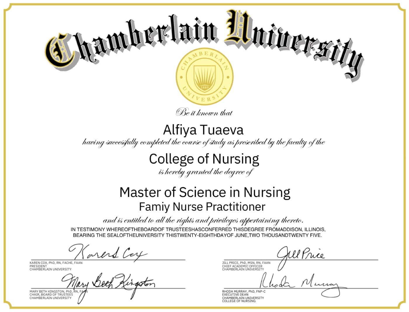 Master of Science in Nursing — Family Nurse Practitioner