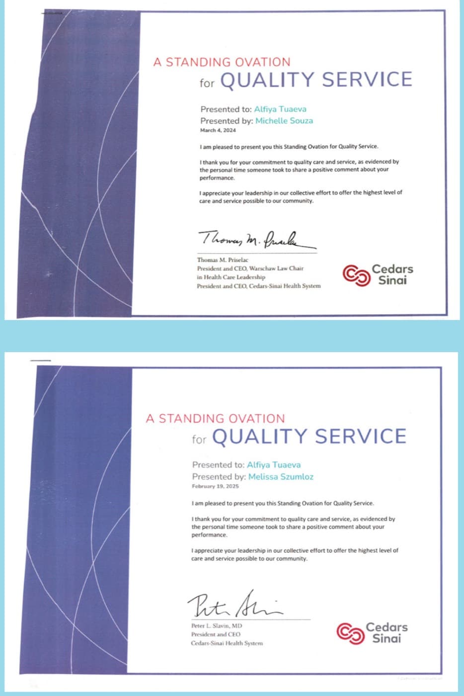 Standing Ovation for Quality Service