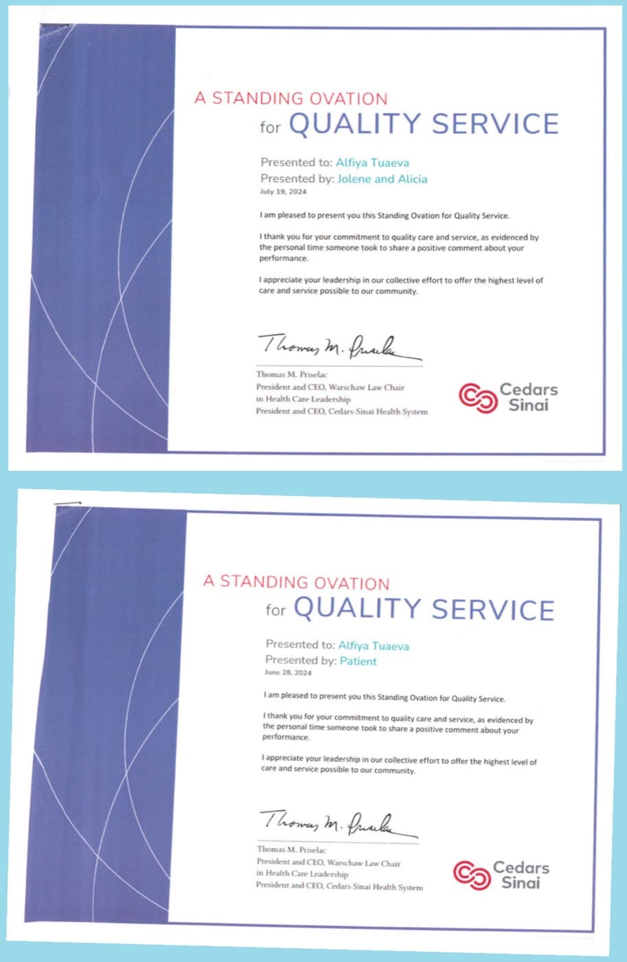 Standing Ovation for Quality Service
